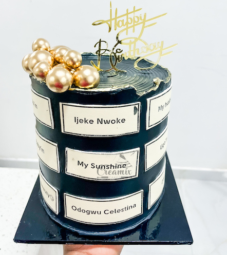 6 inch Black & Gold with Words - Available in Vanilla, Red Velvet, Chocolate, etc.