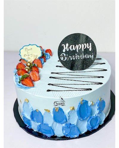 8 inch 2 layers BLUE cake - Available in Vanilla, Red Velvet, Chocolate