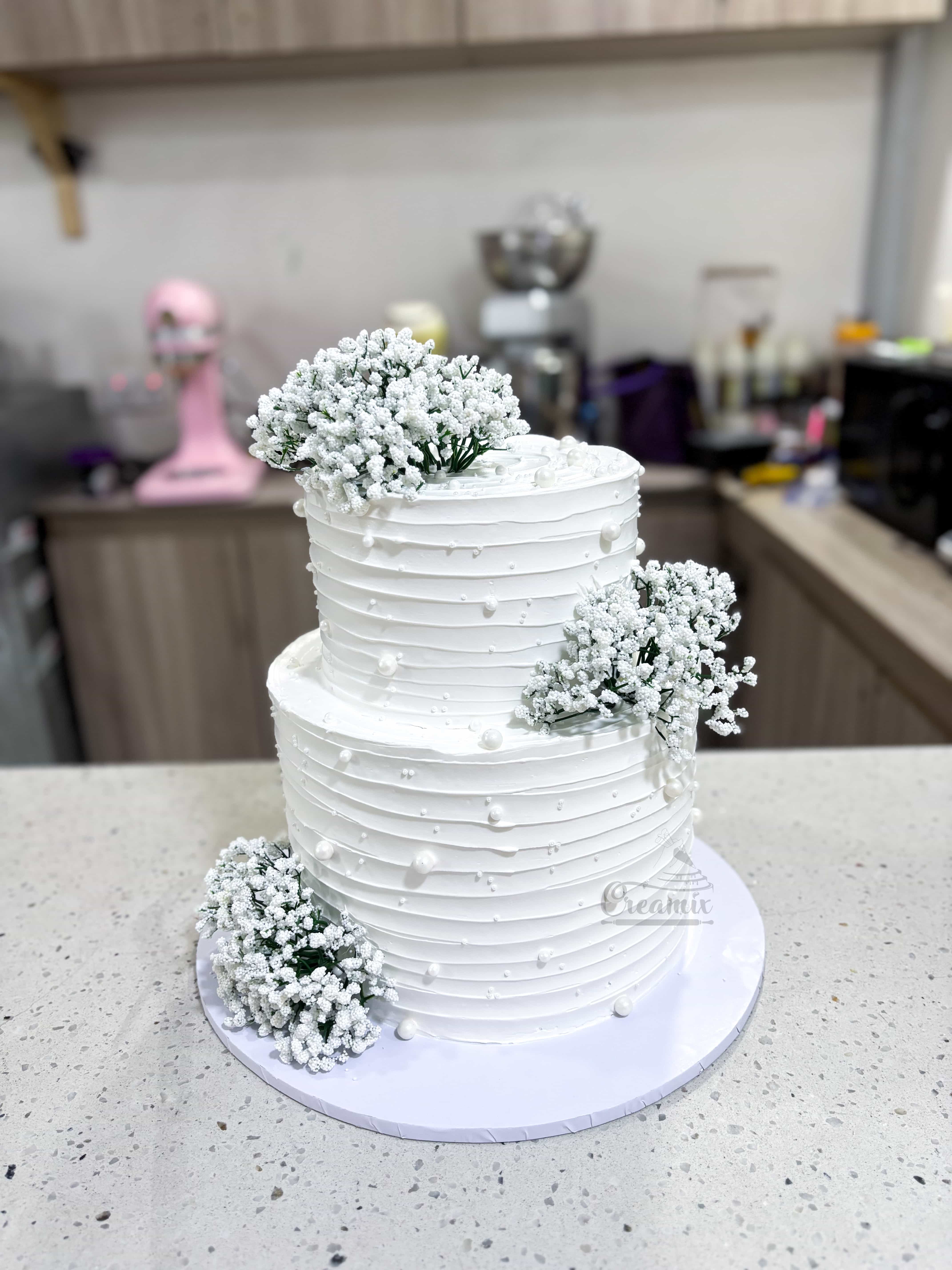 WHITE PEARL Anniversary Cake (10 inch & 7 inch)