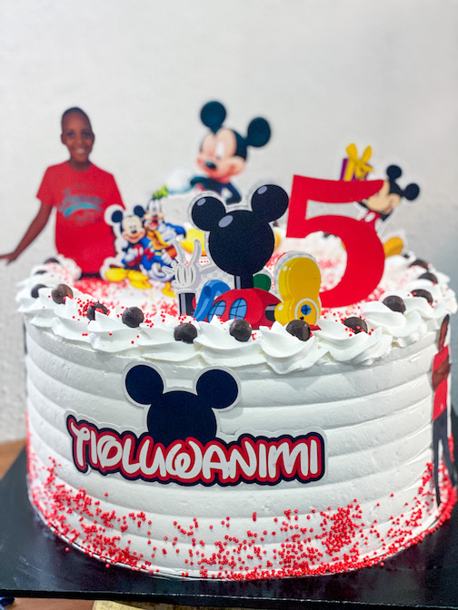 Mickey Mouse Whipped Cream Cake - Available in Vanilla, Red Velvet, Chocolate, etc.