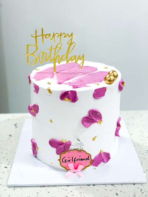Simple Pastel Cake in Pink - Available in Vanilla, Red Velvet, Chocolate, etc.