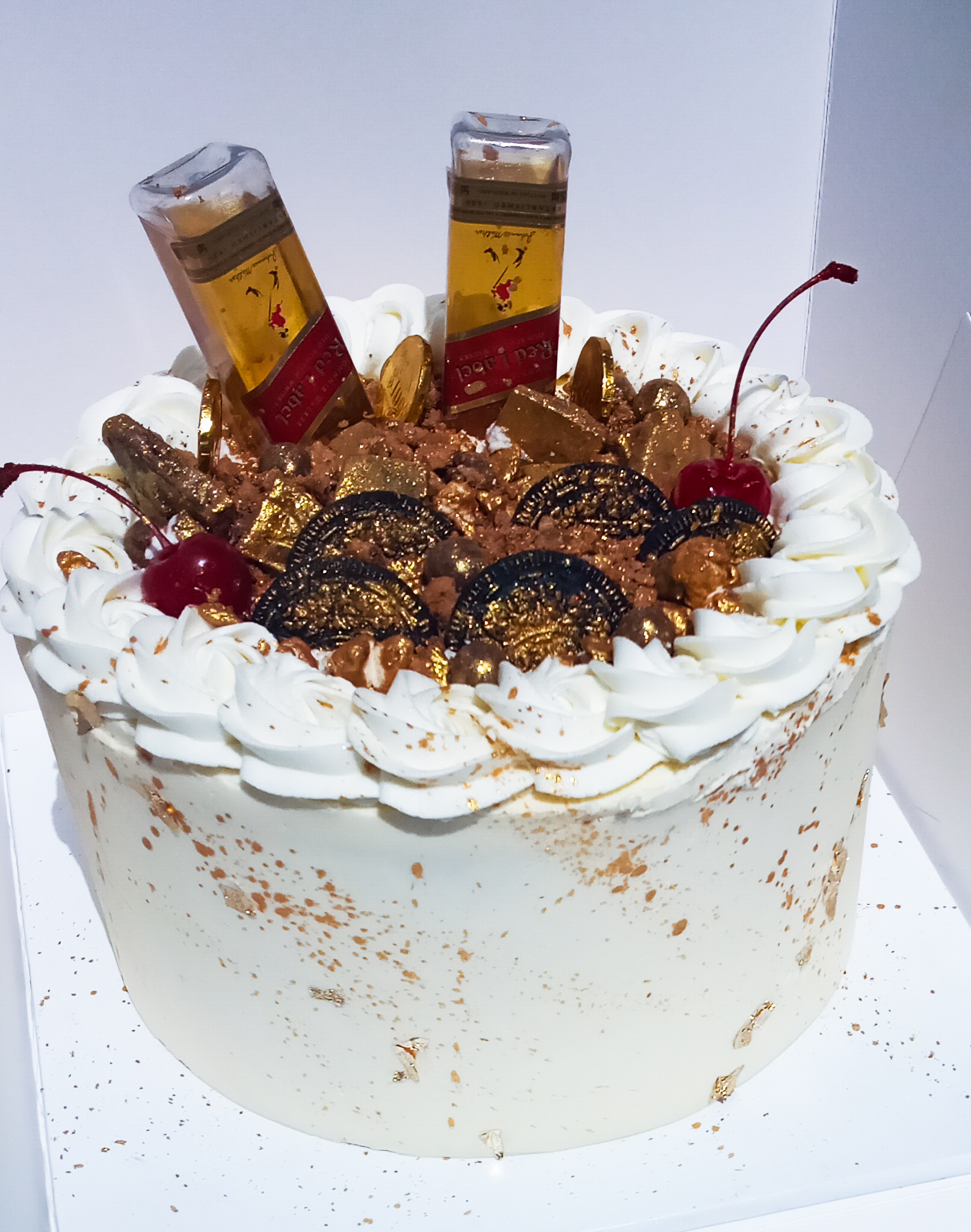 Drink Up Gold Splash Birthday Cake - Available in Vanilla, Red Velvet, Chocolate, etc.