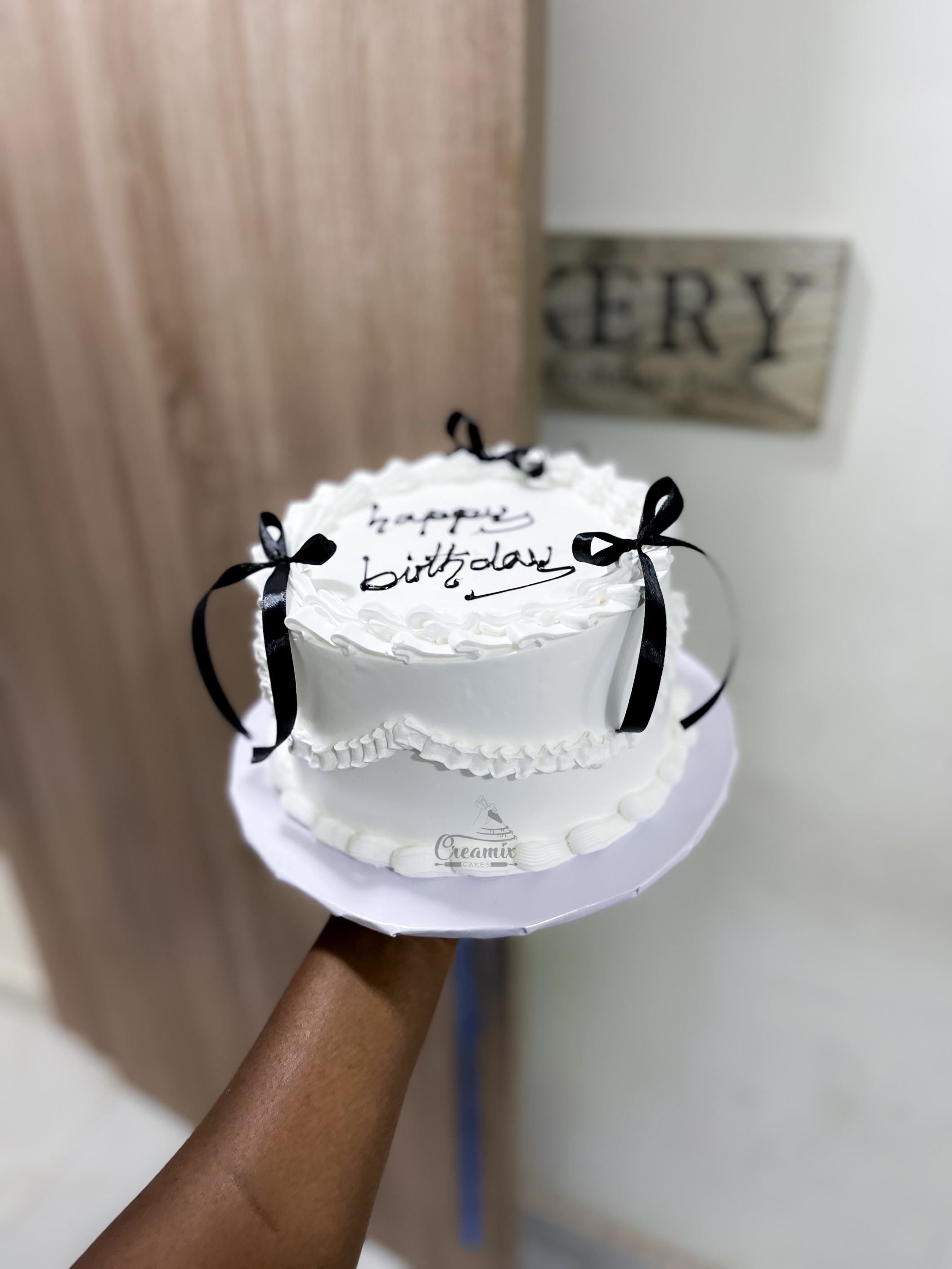 7 inch 2 layers RIBBON Cake - Available in Vanilla, Red Velvet, Chocolate, etc.